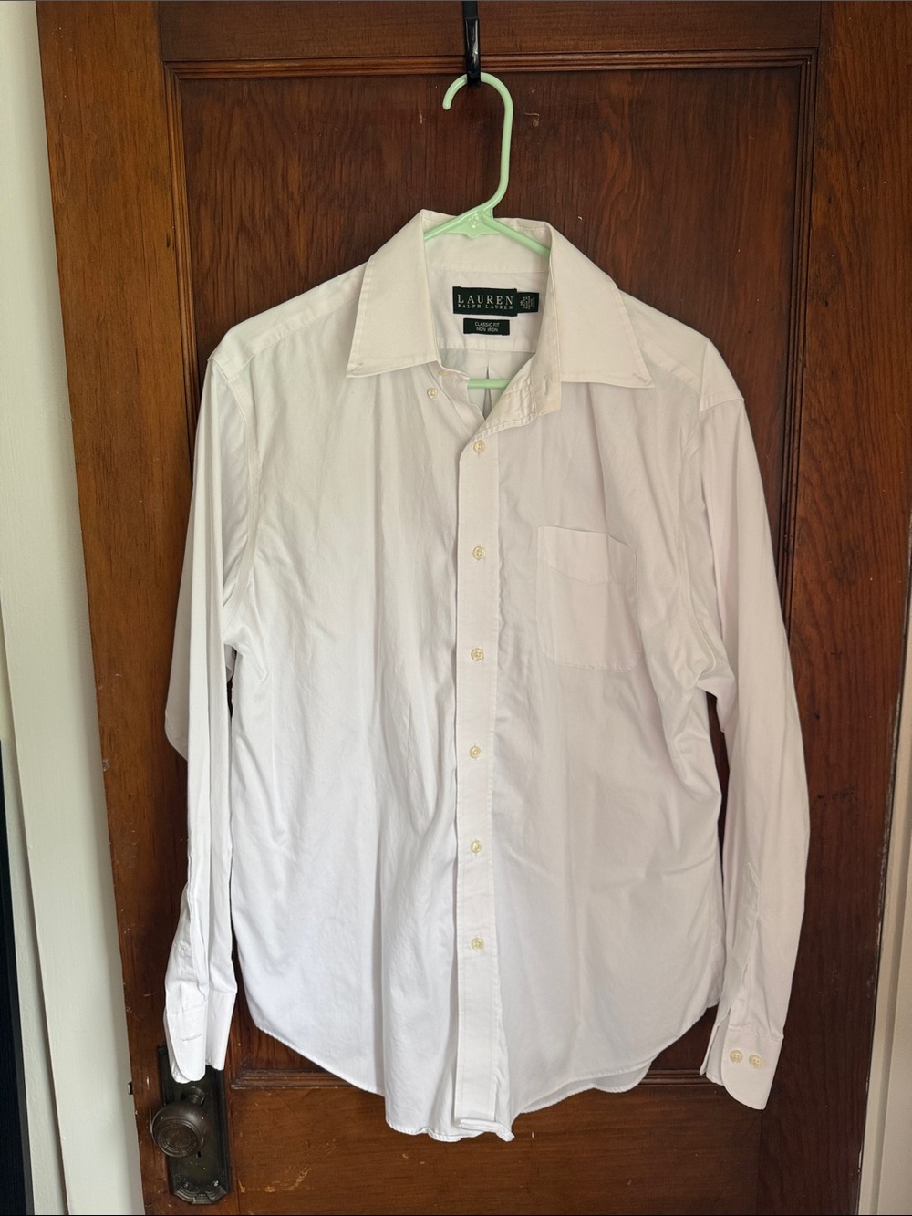 Ralph Lauren Men’s White Button-Down Dress Shirt - Size 16, 34/35